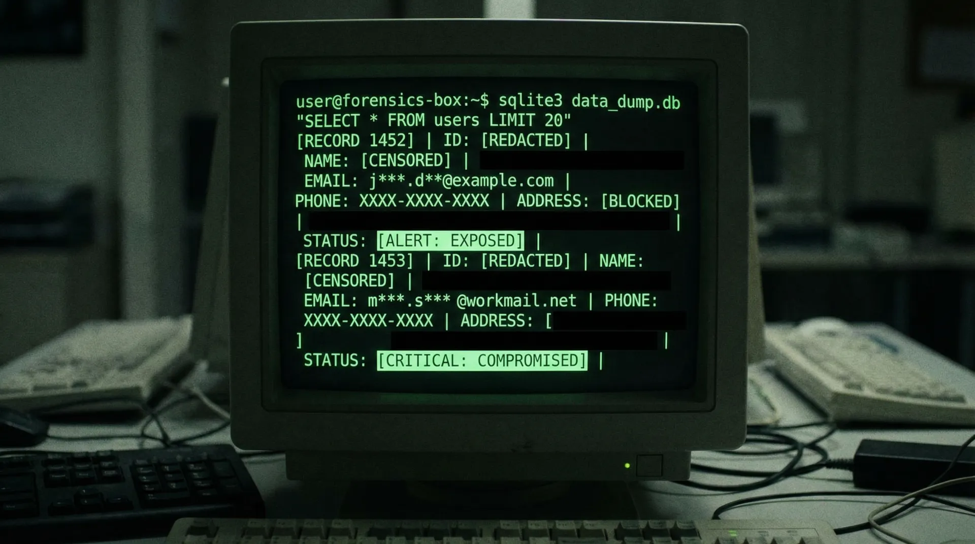 [截图] 显示了泄露数据库的终端查询界面 - 九一视频 独家证据